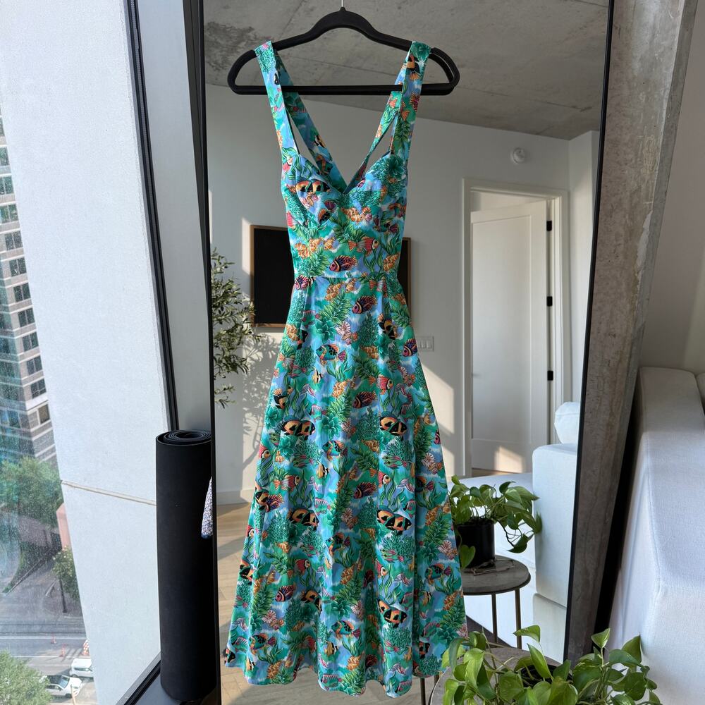 Gerry Roark Fish Print Maxi Dress - Picture 2 of 4